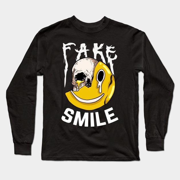 fake smile skull Long Sleeve T-Shirt by wahyuart21